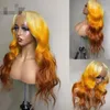 Ishow Brazilian 13*1 Part 13x4 Transparent Lace Front Wig Body Wave Yellow Green Human Hair Wigs Brown Ginger Blonde Blue Purple Ombre Color for Women 8-26 inch Peruvian