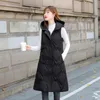 Women's Vests Women Thicken Hooded Over-the-knee Down Jacket Coat Cotton Zipper Casual Fashion Plus Size Waistcoat Outwear For Ladies 2022 S