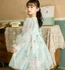 Sweet Girl Flowers Princess Dress Spring Kinderen Floral Puff Sleeve Gedrukte Tutu -jurk Landelijke stijl Kids Lace Falbala feestjurk C6858