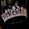 Asnora Luxury Wedding Hair Accessories Rose Gold and Golden Crowns, Bridal Tiaras i korony dla kobiet CZ Korona Ślubna Opaska X0625