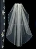 One-layer wit of ivoor kralen bruiloft sluier tule crystal sluier voor bruid met kam x0726