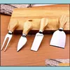 Övrigt kök Kök, Matsal Bar Hem Gardkeneese Verktyg Set Smör Pizza Slicer Cutter Oak Handle Kniv Gaffel Shovel Kit Graters för Cutt