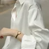 Ladies white blouse retro drape shirt mercerized women loose Korean professional top W795 210526