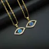 Bijoux Hip Hop sans ternissement en acier inoxydable pendentif oeil de diable collier Bling Rhintone Evil Ey collier pour hommes