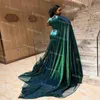 Seksi Avcı Yeşil Mermaid Gelinlik Afrika Için Afrika Ile Yüksek Yarık Yüksek Boyun Elastik Saten Kaftan Dubai Abiye Artı Boyutu Örgün Kıyafet