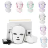 Gratis DHL-frakt, 7 färg LED Light Therapy Face Beauty Machine LED Facial Neck Mask med mikrourent för hudblekningsanordning
