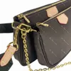 Bolsas de moda de couro reais bolsas de ombro com várias pochetas de pocheta bolsas mulheres mini 3pcs acessórios crossbody bag2610