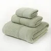 Handduk 3PCSSet Solid Set White Face Bath 100%Cotton Green Beach Toalla 70140cm för Home Hotel Playa Serviette de plage T200915