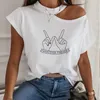 % 100 pamuk kapalı omuz yular gündelik kadın tişörtleri kısa kol beyaz siyah kadın tshirtler yaz moda en iyi kadınlar 210312