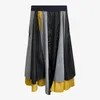GetSpring Women Skirt Color Matching Long Skirt Elastic Wiested Rooles Sismetlical Skirts Patchwork不規則な秋のスカート210311