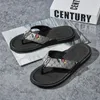 Neueste Gummi-Slides-Sandalen mit floralem Brokat-Männer-Slipper, flache Böden, Flip-Flops für Herren, schwarz, braun, grau, gestreifte Strand-Slipper, Plateau-Sneaker, Größe 39–46