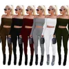 Dames 2 Stuk Pant Set Designer Mode Hoge Elastische Draad One Word Collar Lange Mouwen Leggings Outfits Dames Casual T-shirt Broek Pakken