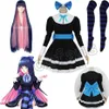 Panty & Stocking with Garterbelt Heroine Anarchy Stocking Black Dress Cosplay Costume women Lolita Maid Suits party Uniform Y0903