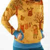 Europese herfst winter vrouwen cartoon dier vossen bedrukte hoodies sweatshirt vintage lange mouw hoody pullover tops met 210805
