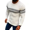 CoFeKate Stripe Färg Patchwork Pullover Jumper Men Casual Bottoming Tröja för Män Vinter Varm Slim Fit Male Stickad Sweater Y0907