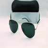 High Quality 10pcs Classic Pilot Sunglasses Designer Brand Mens Womens Sun Glasses Eyewear Gold Metal Green 58mm 62mm Lentes de vidro 66603464