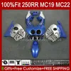 Injectie Mold Backings voor Honda CBR 250RR 250 RR CC 250R CBR 250CC 1988-1989 BODYS 112HC.101 CBR250 RR CC 1988 1989 MC19 88-89 CBR250RR 88 89 OEM Volledige Kit Blauw Zilverachtig