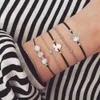 4 piece strands women's layered beaded bracelets set multiple stackable wrapped love shell combination Bracelet Adjustable jewelry