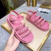 2021 Luxury foam runner Women Designer Sandals Fashion sheepskin Flat Slides for sports and leisure Platform versatile Ribbons chain Sandal