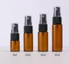 5ml 10ml 15ml 20ml Amber Glass Spray Bottle with Black Fine Mist Sprayers for Essential oil aromatherapy perfume SN2807