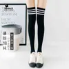 Black White School Girl Over Knee Stocking Lolita Cotton Long Adorable Anime Tight High Kawaii Student Cosplay Sailor moon Y1119