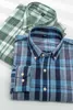 Summer Stylish Shirt Men Green Plaid Cotton+Linen Short-sleeved Casual Non-iron Breathable Comfort Button Up Solid Male Clothes 210609