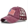 Chapeau de fête USA Cowboy chapeaux Trump casquettes de Baseball américaines lavées en détresse drapeaux américains étoiles casquette en maille pare-soleil festif DD244