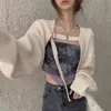 Diseño corto Slim Fit Prendas de punto de manga larga Suéter suave y cálido Top Mujer Otoño Estilo Chal Chaqueta de punto 210914