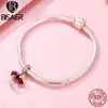 100% 925 sterling silver skål för kärlek, röd liten glas charm passform charms original 925 armband sterling silver fina smycken Q0531