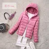 Sanishroly S-4XL Höst Vinter Kvinnor Vit Anka Hooded Down Jacka Kvinna Ultra Light Coat Parkas Kort Toppar Plus Storlek S435 211013