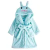女の子のためのバスローブ213yフーデッドフランネルテリーバスローブピンクウサギのベビーバスローブ