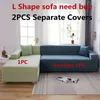 Plain Corner Sofa Covers voor Woonkamer Elastische Spandex Couch Stretch Snipcovers L Vorm HEBBER KOOP 2 STKS 211116