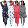 Kobiety Przypadkowe ubrania garnitur wiosna nowa cienka gwiazda drukowana z długim rękawem śliczne sleepwear mody dresowe dysze 2-częściowy zestaw Y0625
