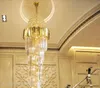 Large Gold Imperial K9 Crystal Chandelier for Hotel Hall Living Room Staircase Hanging Pendant Lamp European Big Lighting