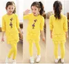 2-9 lat dziewcząt Zestawy odzieżowe Wiosna Cartoon Mała Koronka Z Długim Rękawem Koszula + Spodnie 2 Sztuk Kids Suitber Set 211025