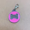 100pcs/lot Zinc Alloy Paw-design Round Blank Pet Dog Cat Identity Tags for pet collar with diamonds