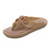 new women Bohemia Flat sandals shoes woman Crystal flip flop Metal Decoration beach sandals casual shoes size 35-42