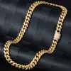 Gold Miami Cuban Link Männliche Halsketten Halsketten mit Glanz Zirkon Kubische Kristalle gepflastert Rap Herren Hip Hop Schmuck Geschenk Großhandel X0509