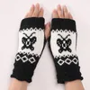 Gants tricotés à demi-doigts pour femmes et filles, mitaines creuses sans doigts, manches de bras, gants papillon, automne et hiver