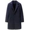 Koreański Mężczyzna Wełna Trench Coat Jacket Jesień Zima Długie Slim Fit Casual Business Windbreaker Wysokiej Jakości Płaszcz Mężczyźni Odzież 210527