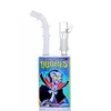 Novo Arrvial 8 polegadas Colorfull Cartoon Square Box Glass Bong Hitman Juice Box Fumar Hookah com 14,4 MM Masculino Herb Bubbler