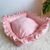 かわいいレースの子犬正方形の寝ているマットベッド猫のソファー、枕のない暖かい犬のベッド、通気性のある綿211009の洗えるペットベッド