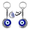 Ciondoli portachiavi turco Evil Eye Rotazione di 360 gradi Ciondolo luna Portachiavi in metallo Occhi malvagi Portachiavi in cristallo per regalo donna G1019