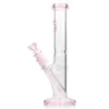 Kitty Bong rosa de 10 '', bonito cachimbo de água para fumar KT, tubo reto, tubo transparente, pequeno, boca colorida, preço de atacado, 14 mm, junta e tigela fêmea