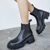 Новые Женские Boots Boots Натуральные Кожаные Дамы Короткие Ботинки Толстая каблука Зимняя Женская Обувь Обувь Размер 34-39
