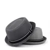 Mode hommes Fedora chapeau plat porc tarte chapeau pour gentleman papa Porkpie Jazz grande taille S M L XL