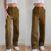 Vintage 90s patched corduroy broek vrouwen mode harajuku y2k e-girl lange hoge taille rechte broek herfst broek vrouwelijke 210706