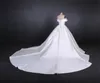 أنيقة فستان الزفاف الجميلة أكمام يزين ثوب خط الزفاف قطار الاجتياح الراقية مخصص الصنع ثوب مضرب