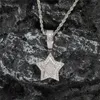 Hip Hop Iced Out Lab Diamond Star Necklace Pendant Gold Silver Plated Mens Bling Jewelry