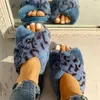 Mulheres inverno chinelo liso sexy leopardo home chinelos senhoras sapatos interior sapatos de pele quente deslizamento em slides feminino pelúcia mais tamanho dfv45 y0731